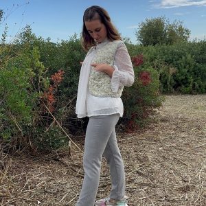 Chaleco ACOLCHADO adulto FLORES GRIS