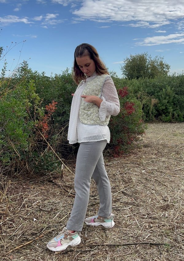 Chaleco ACOLCHADO adulto FLORES GRIS