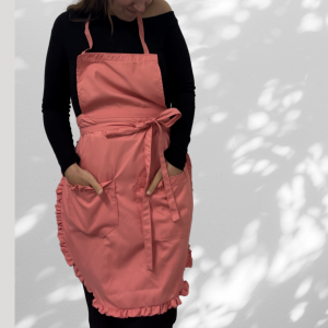 DELANTAL VINTAGE Rosa salmón ADULTO -PIEZA ÚNICA