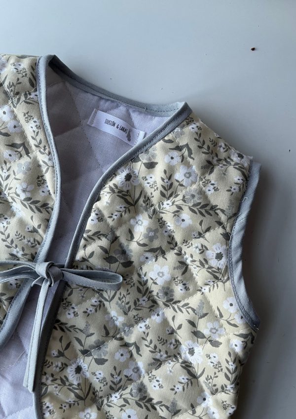 Chaleco ACOLCHADO bebé infantil  FLORES GRIS