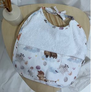 BABERO de toalla con BOLSILLO en tela de ALGODÓN