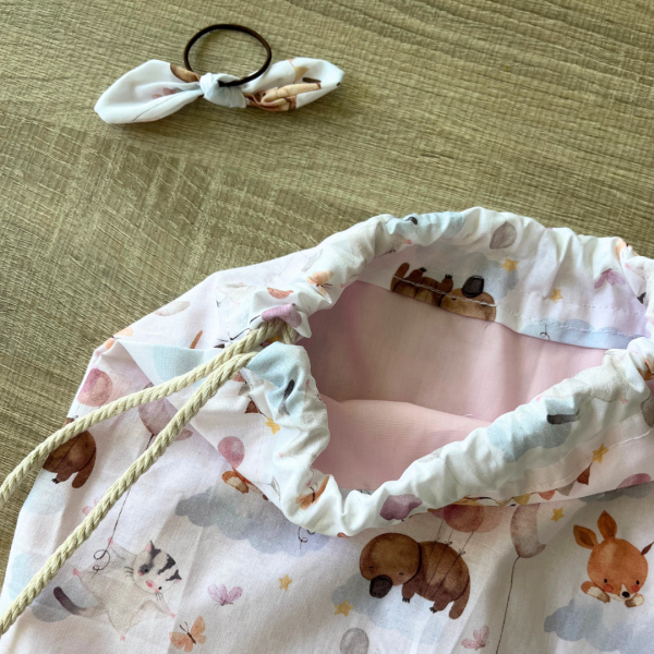 Mochila cuerdas ANIMALES EN GLOBO + tela interior - Imagen 2
