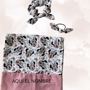 Bolsa merienda + lazo y scrunch MINNIE