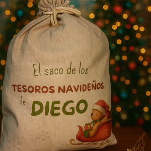 Saco tesoros NAVIDEÑOS -Personalizado- 2 Modelos - Papá noel