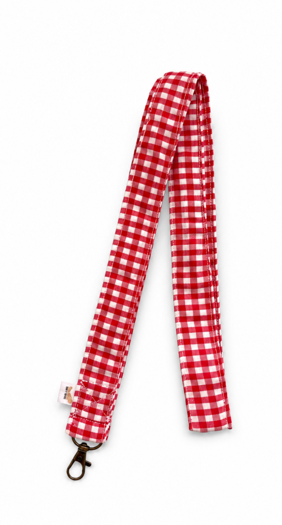 Cuelgallaves de Tela / Lanyard Cuadros Vichy Rojo